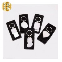 Wholesale blank 3mm metal heat transfer keychains DIY Zinc key ring with high quality